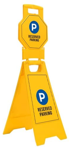 Segnale di parcheggio riservato – Cartello pieghevole in plastica gialla | Dual Warning Private Parking Type A Freestanding