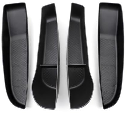 Door Side Storage Box For Tesla New Model 3 Highland 2024, Door Organizer Tray Door Handle Armrest Door Pocket Inserts, TPE Door Slot Tray Mats for New Model 3+ Accessories, 4PCS (black)