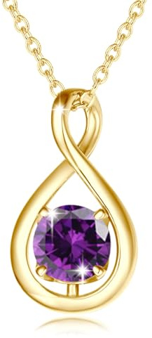 FANCIME Infinity Geburtsstein Halskette für Damen 925 Sterling Silber Kette | vergoldet Unendlichkeit Edelstein Anhänger feiner Schmuck Muttertag Weihnachten Jubiläums Geburtstag Geschenke für Frau Mama