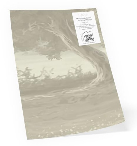 UNIK Nordic Tapeten-Produktmuster GS DIN A4, Größe 21 x 29,7 cm, Fototapete Auschnitt mit Motiv, Materialprobe Premium Vliestapeten, Pastell Landschaft Malerei #1068 Muster