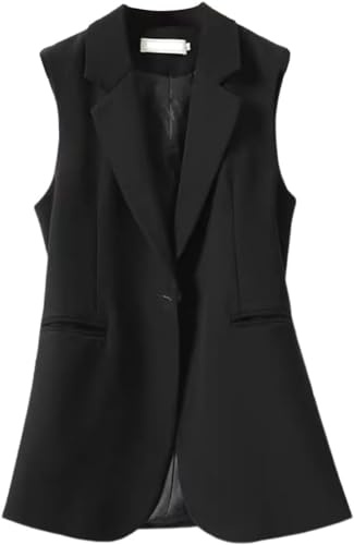 Mujeres Chaleco Largo Cardigan Trabajo Oficina Chaleco Largo Abrigo Chaqueta Casual Chaqueta sin Mangas Ligero Chaleco Tops Traje sin Mangas Chaqueta