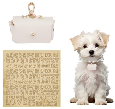 NICENEEDED Ringbox Für Hundehalsbänder, Ringträgerkissen, Weißes Lederkissen Für Eheringe Mit Liebesaufklebern Für Haustiere