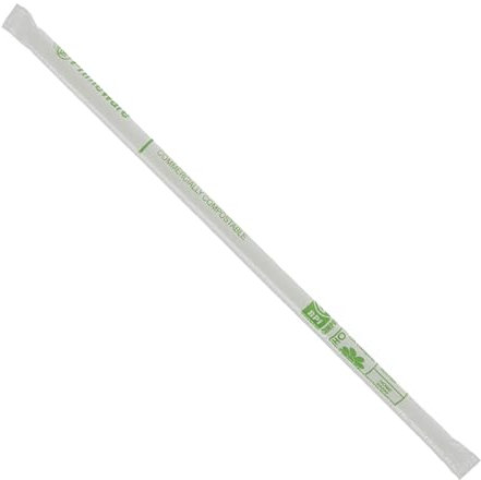 AmerCareRoyal Primeware 10.25 Cellulosic Clear Jumbo Compostable Straws, Ideal Eco Friendly Drinking Straws, Individually Wrapped Straw in Paper, Case of 2000