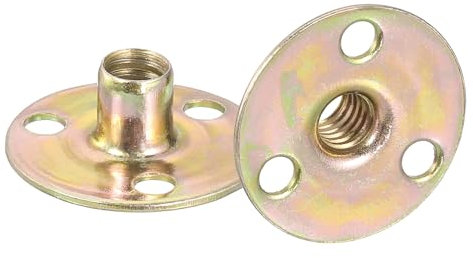 sourcing map T-Muttern aus Karbonstahl, runde Basis, zum Einschrauben, Möbelbeschläge, Flansch, Innengewinde, 1/4-Zoll-20, 20 Stück