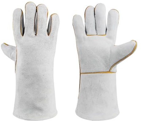 CHUIKUAJ Guantes de Soldadura para Soldador de Cuero Paquete múltiple, 14in/35cm de Largo Guantes de Trabajo de Seguridad para Soldadura por Arco TIG MIG Resistentes al Desgaste,White-24Pairs