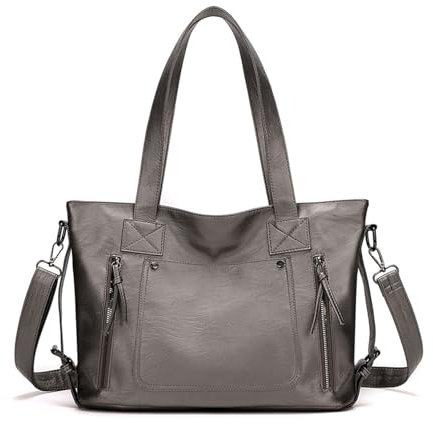 CORIOS Mode Handtasche PU Leder Schultertasche Wasserdicht Umhängetasche Große Kapazität Henkeltasche Elegant Tote Beutel Damen Tragetasche Reisen Büro Alltag Henkeltaschen Champagner