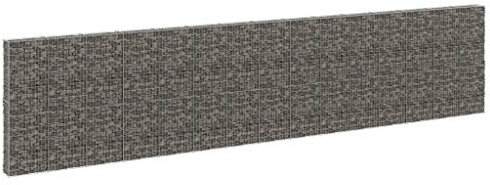 AUVYI Steinkorb Gartendeko Gabionenwand mit Abdeckung 900x30x200 cm Gabione Gabionen Hochbeet Terrasse Pfosten Stabile Konstruktion GabionenSäule Gabionenkörbe Steingabionen Pflanzkasten Metall