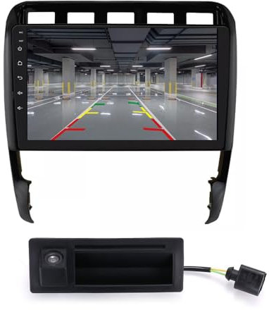 9'' GPS Navi Autoradio Navigation Bildschirme mit Apple CarPlay & Android + HD Rückfahrkamera Kompatibel mit Porsche Cayenne S 9PA Turbo 955 957 (G01580 Navigator+01580 Camera)