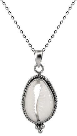 Generisch Soul Island Halskette aus 925er Sterlingsilber mit echtem Kauri-Muschelanhänger, Längenverstellbar 40-45 cm, Nachhaltig handgefertigter Strandschmuck für Sie