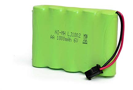 6V 1800-mAh NI-MH AA Akku, wiederaufladbar mit 2-poligem SM-2P-Stecker, Akkupack Batterie für RC Fahrzeug, Auto, Stunt-Car, Truck, Boot, Bagger, Crawler, Buggy, Monstertruck, Modellbau u. Spielzeug