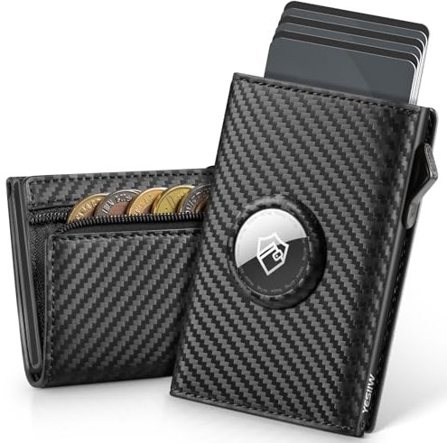 YESIIW Geldbeutel Airtag mit Große Kapazität & Super Kompakt, Pop-up Airtag Wallet mit Magnetverschluss, Portmonee Herren Airtag mit 7 Kartenfächer & Münzfach, Geldbörse Airtag mit RFID Schutz