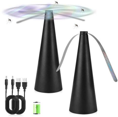 mizikuu 2 Pack Fly Repellent Fan, Mosquito Repellent Fan USB or Batteries Powered, Portable Fly Fan for Picnic, BBQ, Party