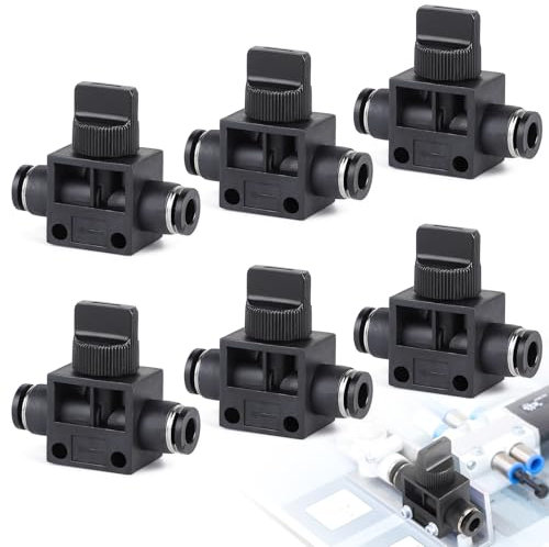 EFUTURETIME 6 x Pneumatik Steckverbinder 6mm Regelventile Einweg Rückschlagventil mit Steckanschluss, Gerade Kugelhahn Adapter Anschlussstücke (HVFF6)