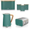 Swan Nordic Green 1.7L Jug Kettle, 4 Slice Toaster, Bread Bin & Canisters. Scandinavian Inspired Design Matching Kitchen Set of 6 in Pine Green