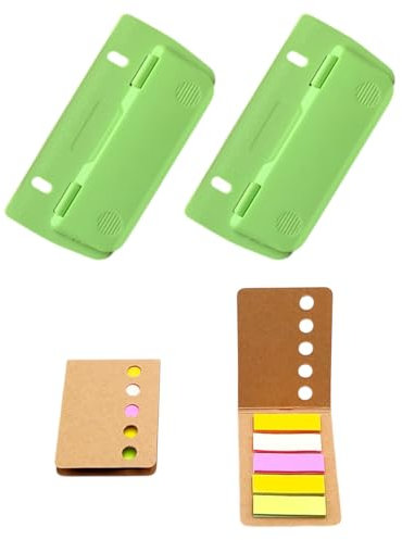 TPZORJX 2 Stück Taschenlocher mit 2 Stück Haftnotizen, Mini-Taschenlocher für Etikettenbindung, Aktenlocher, Locher für Schule, Büro und Zuhause (Grün)