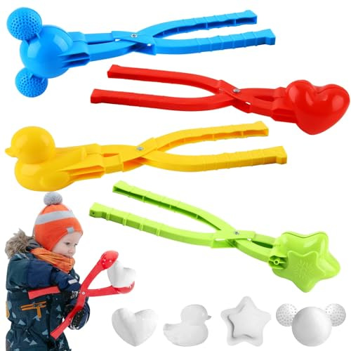 4 Stück Schneeballzange Groß, ZoneYan Schneeball Former, Schneeballpresse, Schneeballmacher, Sandball schneeformer Clip, Snow-Ball Maker, Nie mehr Kalte Hände