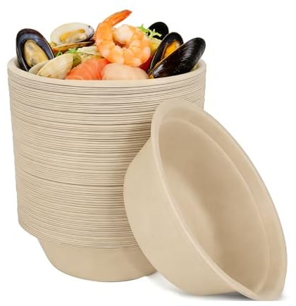 Vexaflow 100 Piezas Cuencos Desechables, de Caña de Azúcar 350 ml, Resistentes y Duraderos, Cuencos de Cartón para Sopa, Barbacoas, Fiestas, Picnic, Alternativa Ecológica al Plástico