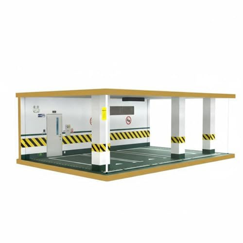 KiBcsLic Garage per Modellini Auto 1:24 Struttura in Legno Diorama Parcheggio 3 Posti Alta Trasparenza per Decorazione