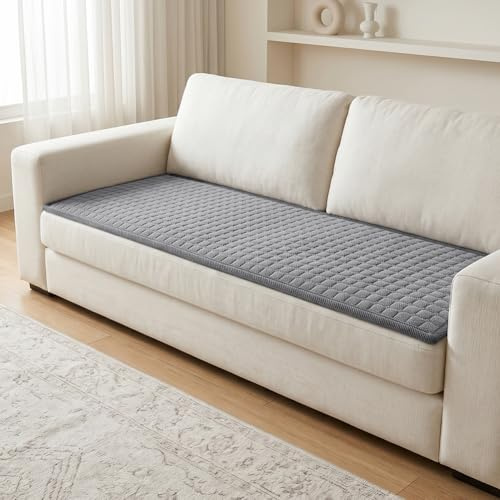 AOOTE Weicher Cord Sofabezug, Anti-Rutsch Sofabezug, 70 x 180 cm, Couch Überzug rutschfest 1-2 Sitzer, Waschbar, Dicke Sofa Überzug für Haustiere, Möbelschoner Für Wohnzimmer, Dunkelgrau