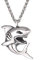 U7 Haifisch Anhänger Halskette Edelstahl Hai Fisch mit 3mm/55+5cm Weizenkette Cool Ozean Tier Modeschmuck Accessoire für Männer Jungen