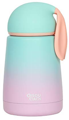 BISOU MAMI® Bouteille Isotherme en Acier Inoxydable pour bébé et Enfant – Bouteille Isotherme sans bisphénol A – Bouteille Isotherme 100% Isolante – Bouteille Isotherme (Aqua Pink)