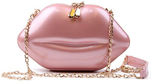 EVEOUT Sac à Main de Soirée à Lèvres Rouge Sexy pour Femme Pochette à Bandoulière(Rose)