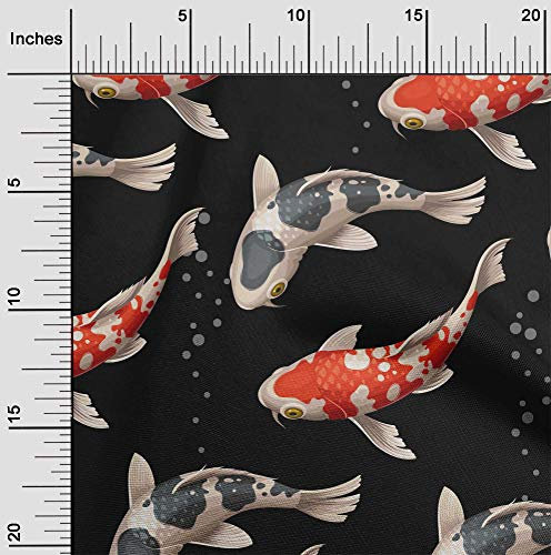 oneOone Viskose-Jersey Stoff Bubbles & Koi-Fische Ozean Kleiden Material Gewebedruck Meterware 60 Zoll Breit