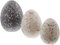 Dekoleidenschaft 3 Terracotta-Eier Granit, grau/beige, 10 + 13 + 15 cm hoch, Osterdeko, Ostereier-Set für Drinnen & Draussen, Gartendeko