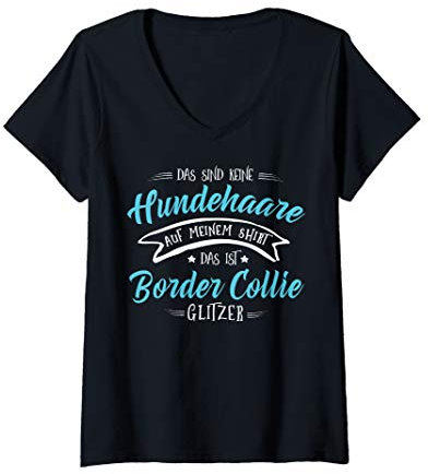 Damen Das ist Border Collie Glitzer Border Collie Hund Geschenk T-Shirt mit V-Ausschnitt