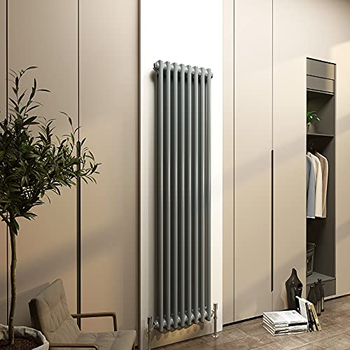 Acezanble∣2 Column Radiator, Vertical 1500mm Anthracite Tall Traditional Cast Iron Style Radiators Windows Hallyway