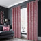 always4u Gardinen mit Muster Silber Blickdicht 100%, Samt Vorhang Wohnzimmer, Vorhang Verdunkelung Kurz mit Ösen, Stoff Glänzend Eleganter, Rosa Set 140x245cm