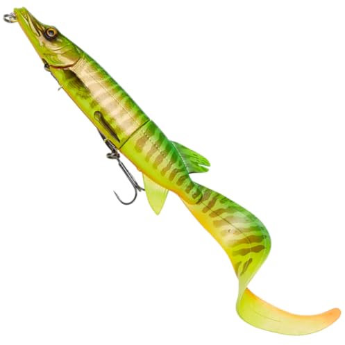 Savage Gear Gummiköder zum Hechtangeln, 17cm/47g, 3D Hybrid Pike Slow Sink, Farbe: Firetiger, 1 Stück