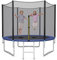GYMAX 8FT/10FT/12FT Kids Trampoline with Safety Net, Padded Poles and Ladder, Combo Bounce Children Trampoline for Outdoor Indoor (12FT, External-Net)