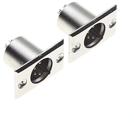Keple XLR Plug 4 Pole Chassis - Male Jack 4 Pin Panel Mount Connector With Rectangle Nickel Plated Mount Frame, Microphone Speaker Socket - Pack Of 2
