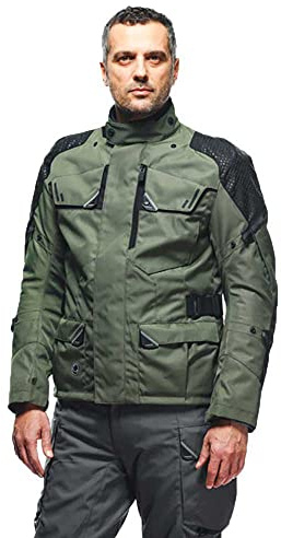 Dainese - Ladakh 3L D-Dry Jacket, Waterproof Motorcycle Touring Jacket, Protections On Shoulders And Elbows, 4 Seasons, Motorcycle Jacket For Men, Military Green/Black, 56