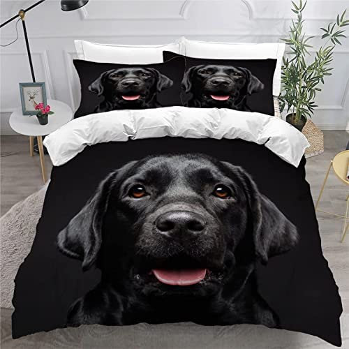 Bettwäsche 140x200 Bettbezug Winter Bettwäsche-Sets Labrador-Retriever-Tier 3D Muster Weich Baby bettwäsche Set Hypoallergen Kinder bettwäsche mit 2 Kissenbezüge 80x80 cm