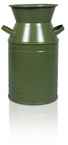 St Helens Home and Garden Vintage Decorative Metal Milk Churn Planter Plant Pot 19cm For Indoor and Out Door Use Garden Decor in Green