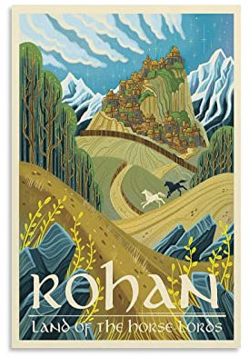 JIANJIE Vintage-Reiseposter Herr der Ringe, Filmposter, Rohan, Leinwand, Poster, Wandkunst, Bilddrucke, hängende Fotodekoration, Heimposter, Kunstwerke, 20,3 x 30,5 cm, 2 Stück
