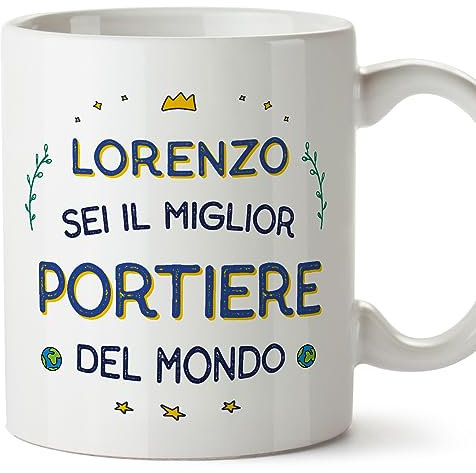 Mugffins Tazza Personalizzata in ceramica per PORTIERE uomo 11 oz / 350 ml - In italiano - Migliore del Mondo - Idea regalo per compleanno, anniversario, natale, laurea