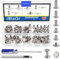 Glarks Lot de 150 vis Chicago argentées, M5 x 5 mm, 6 mm, 8 mm, 10 mm, 12 mm et vis à goujon à tête plate 4 x 4 mm, accessoires métalliques
