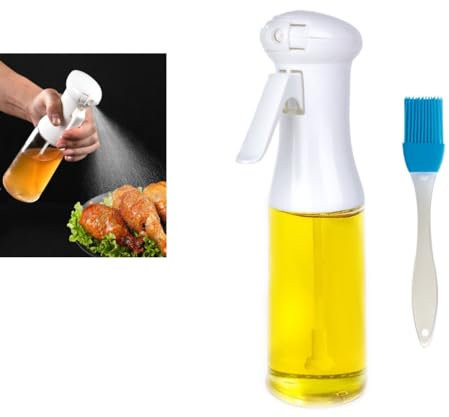Tannest Pulverizador de aceite, 200 ml, pulverizador de aceite de cocina, atomizador de aceite, botella pulverizadora de aceite de oliva para cocinar, pulverizador de aceite con cepillo, para vinagre