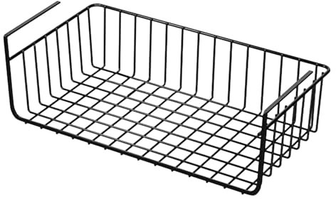 MagiDeal Panier de Rangement en Fil métallique sous étagère, Support métallique pour l'espace, Panier métallique Multifonction, Panier Coulissant, Noir 26x22cm