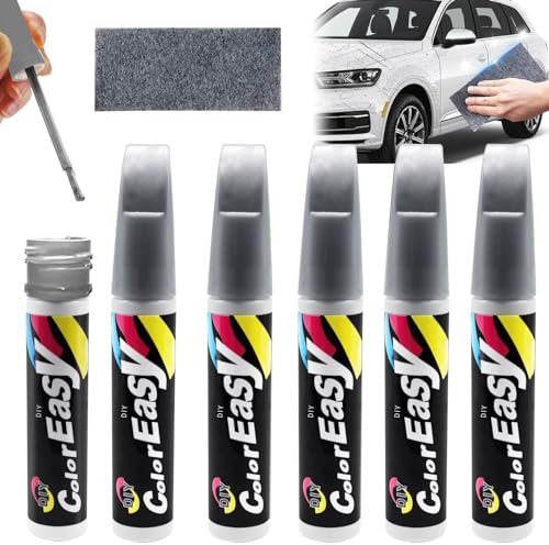 JOKILY 6 Stück Lackstift Auto Silber, Auto Lackstift, 10ml Auto Reparatur Lack Auto Pinsel, Auto Kratzer Reparatur Stift, Lackreparaturstift für Auto Kratzer Reparatur