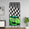Homewish Jungen Rennen Auto Verdunkelungsvorhang, Extreme Sport Automobil Tür Vorhang, Racing Auto Tür Drape, Schwarz Weiß Plaid Muster Raum Teiler Vorhang für Kinder Jungen Teens, 132W x 203L