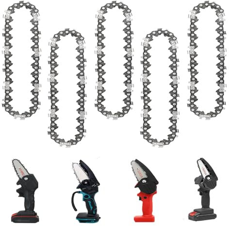 WIRSHO 5 cadenas de motosierra de 4 pulgadas con 28 eslabones de accionamiento, 1/4 LP | 1,1 mm (043) | 28 TG, cadenas de sierra para motosierra de mano de 4 pulgadas, mini motosierra para cortar