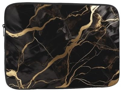 Laptop-Schutzhülle, 25,4 cm, wasserdicht, stoßfest, leicht, schwarz, gold, Marmor, Computer-Skin-Tasche