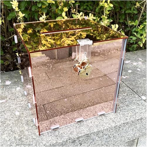 MOZ4dxy Vetrina espositiva in Acrilico, Scatola portaoggetti alla Moda con Serratura(Rose Gold,25x25x25cm)