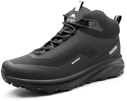 OUTJET Men's Waterproof Hiking Boots Lightweight Comfortable Breathable Outdoor Walking Trekking Boots