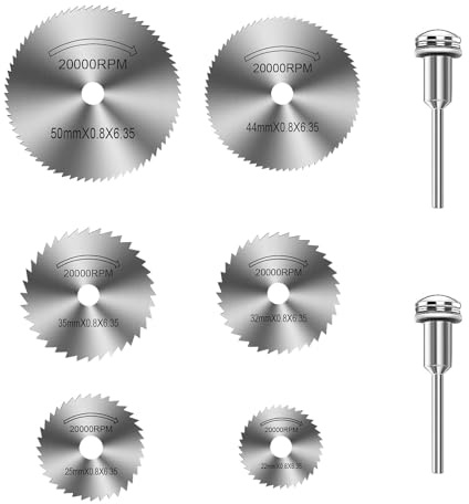 6 PCS Rotary Drill Saw Blades, High-Speed Steel Saw, Disc Wheel Cutting Blades, for Wood Plastic Metal Cutting(with 2pcsmandrel)