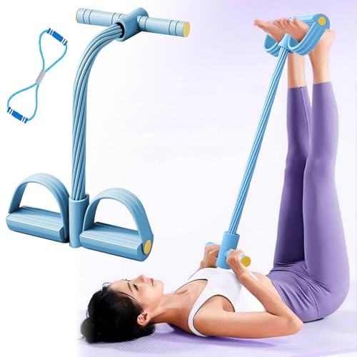 21 Fitness-Widerstandsbänder 4-Rohr-Pedal-Knöchelzug, multifunktionales Sit-up-Gerät, für Bauch-, Taillen-, Arm- und Beinstreckübungen, unverzichtbar für das Heimfitnessstudio